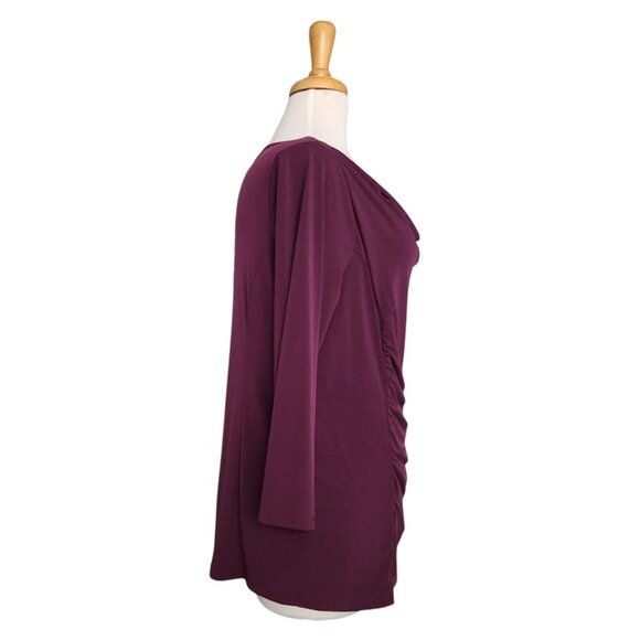 Dana Buchman Purple Runched Blouse Womens L 90s Basic - Picture 5 of 9